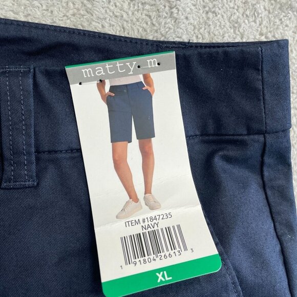 NEW Matty M Women's XL Navy Bermuda Chino Shorts Cotton/Spandex - Picture 4 of 6